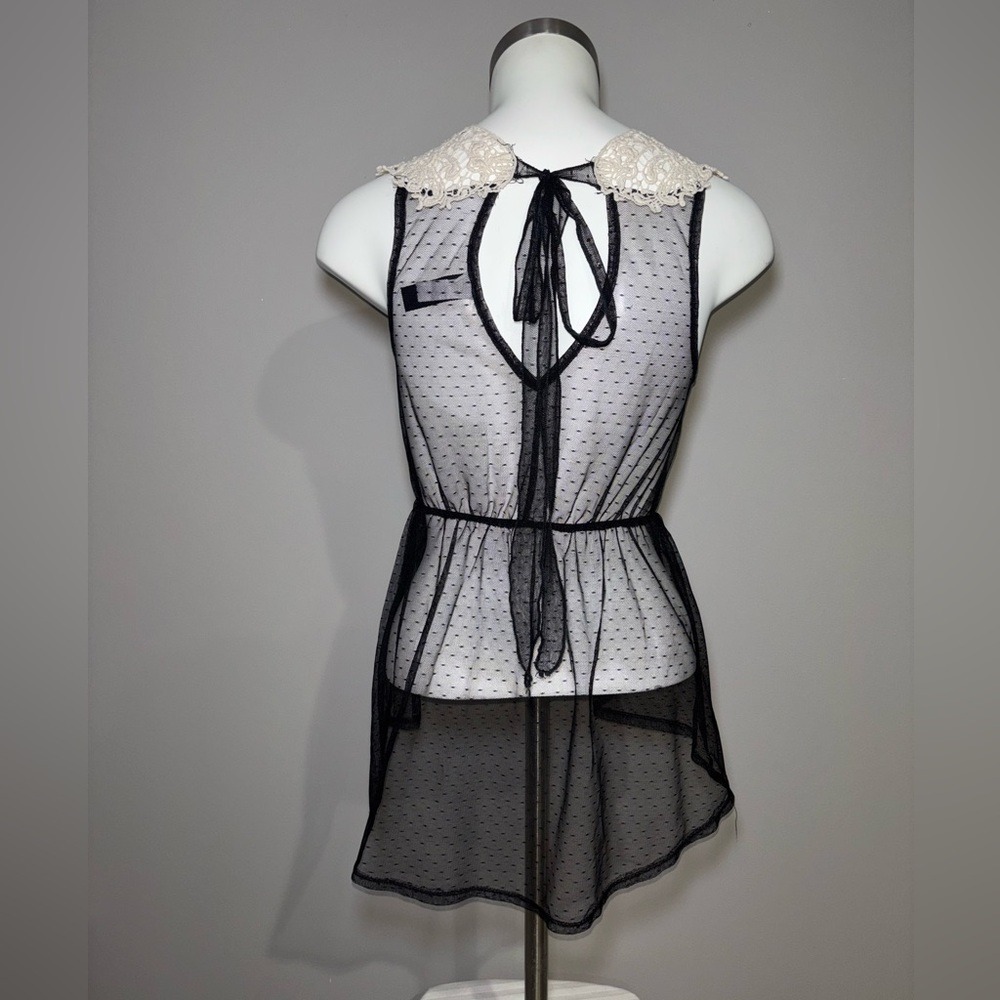 Zoah Design Women's Size XXS Elegant  & Sexy Black Sheer Net Feminine Lace Tunic - Picture 4 of 6